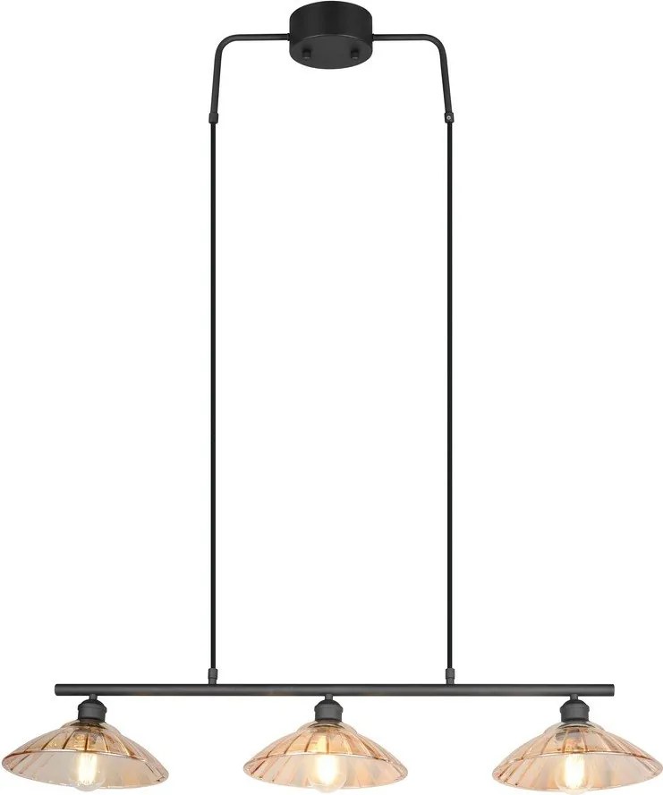 Czarno-bursztynowa metalowa lampa wisząca ze szklanym kloszem Eluna – Reality