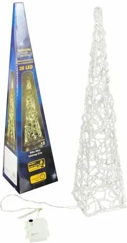 Świąteczna akrylowa piramida 60 cm - ciepła biel, na baterie