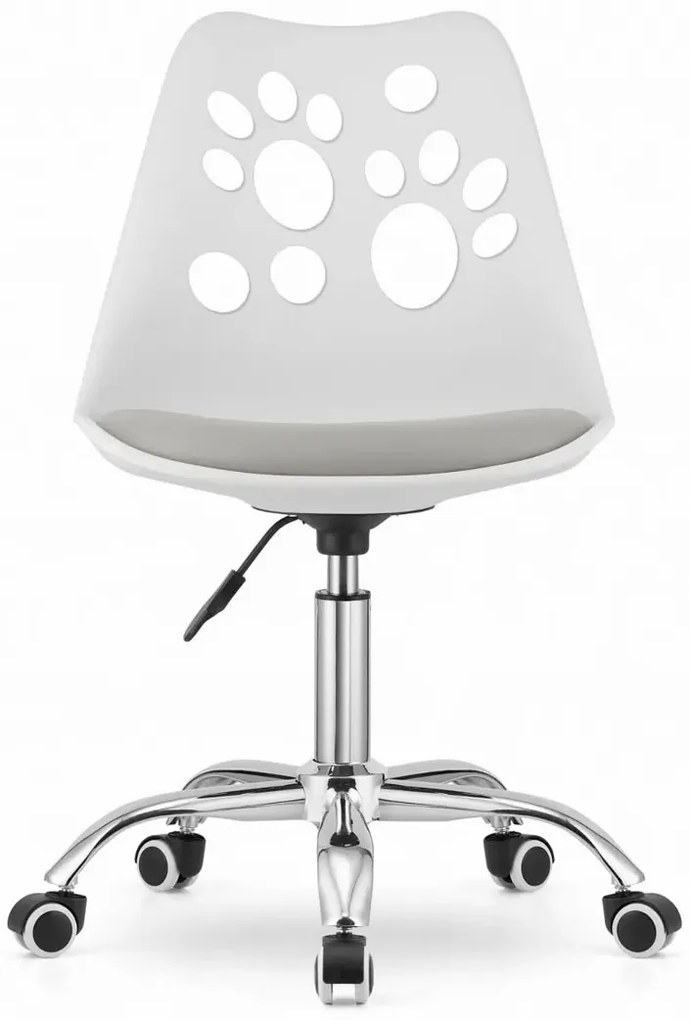 Biało-szary obrotowy fotel do pokoju dziecięcego M0-W65