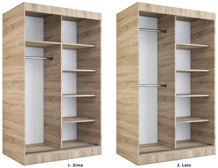 Szafa przesuwna 120 cm dąb sonoma + antracyt H7-E68