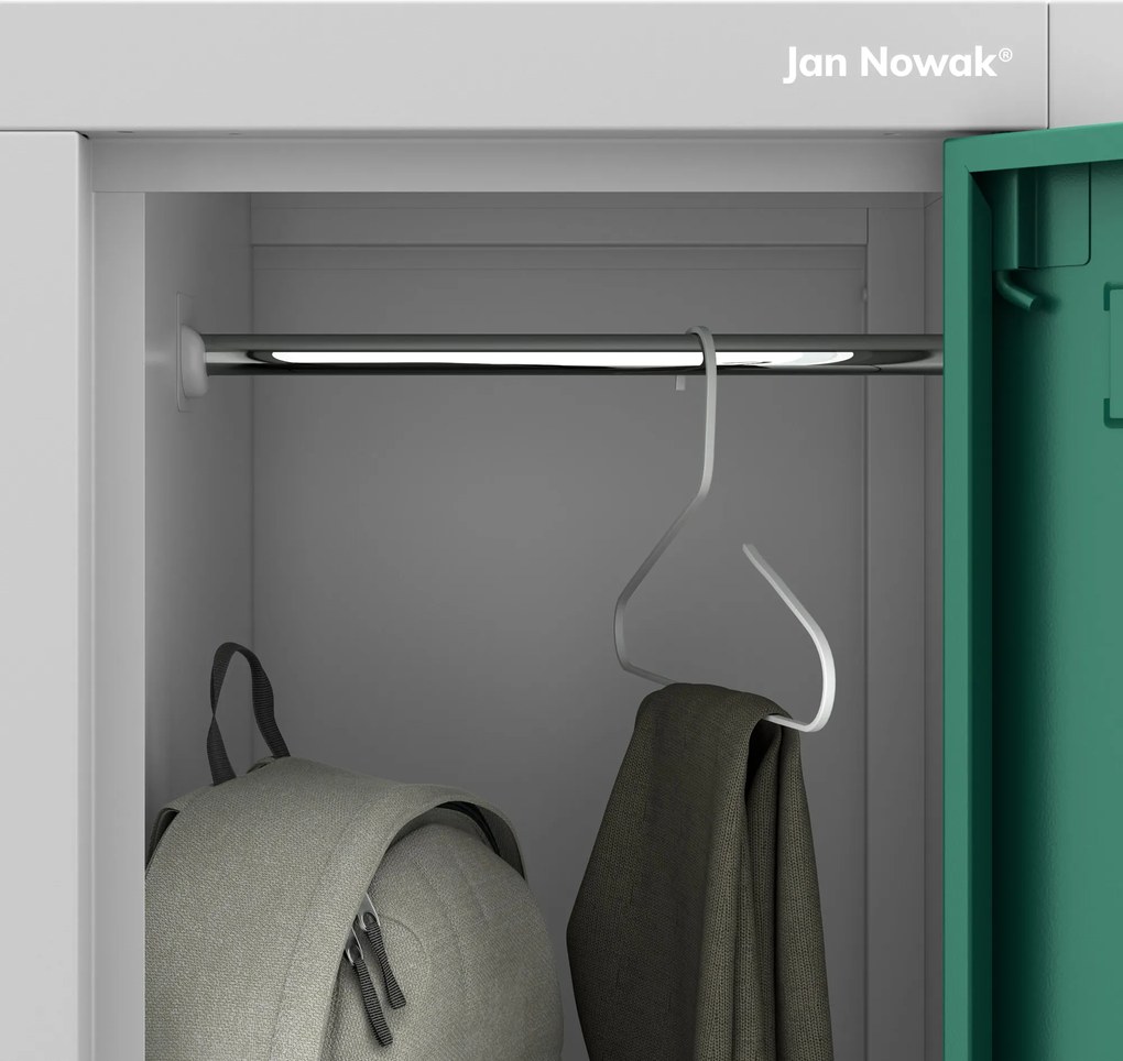 Szafka szkolna BHP szaro-wielokolorowa: 6-komorowa IGOREK, 900 x 1500 x 450 mm