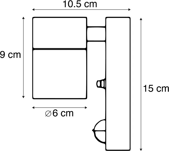 Lampa ścienna zewnętrzna stalowa IP44 z czujnikiem ruchu - Solo