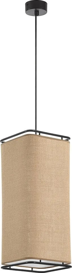 Lampa sufitowa w nowoczesnym stylu AKIRO - Szeroko?? 20 x wys. 130 cm max - klosz wys. 47 cm - E27 15W - IP20 - Stal i len - worek