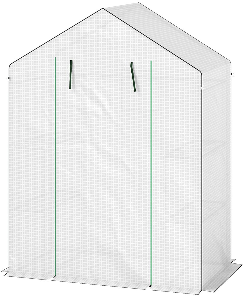 Outsunny Szklarnia z półkami, mini szklarnia, odporna na UV, okna z siatki, drzwi na zamek błyskawiczny, 143Dł x 74S x 190W cm, Biała