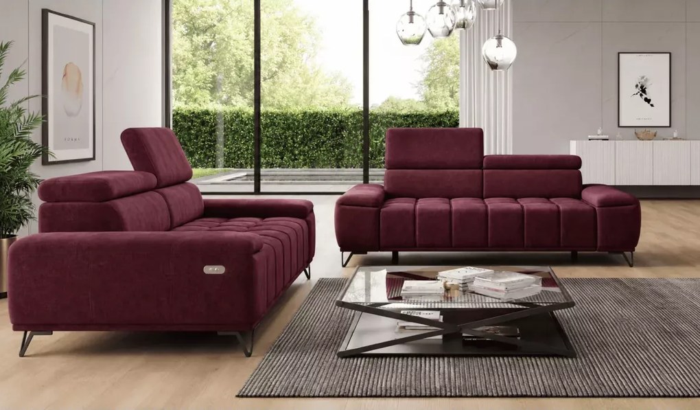 Sofa trzyosobowa z regulowanymi zagłowkami Palladi 3 - wygodna kanapa z możliwością elektrycznie wysuwanego siedziska
