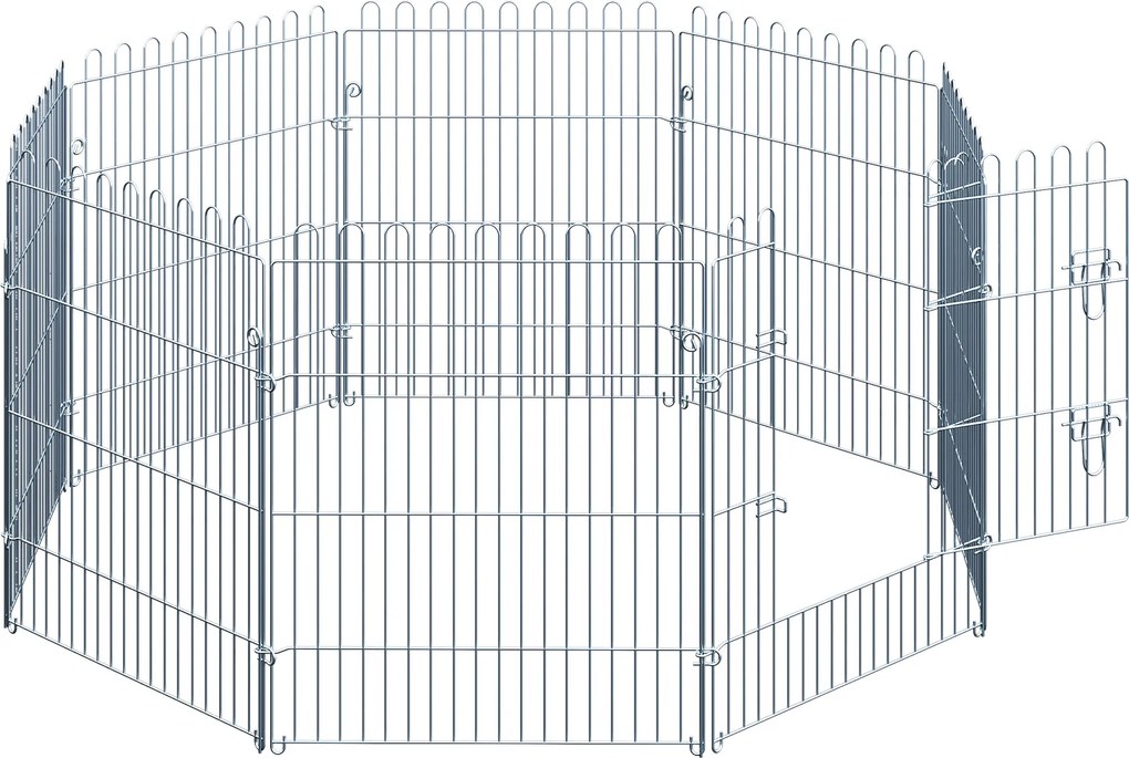 PawHut Kojec dla Szczeniąt Metalowy Wybieg Bezpieczny 63x76 cm Srebrny | Aosom PL