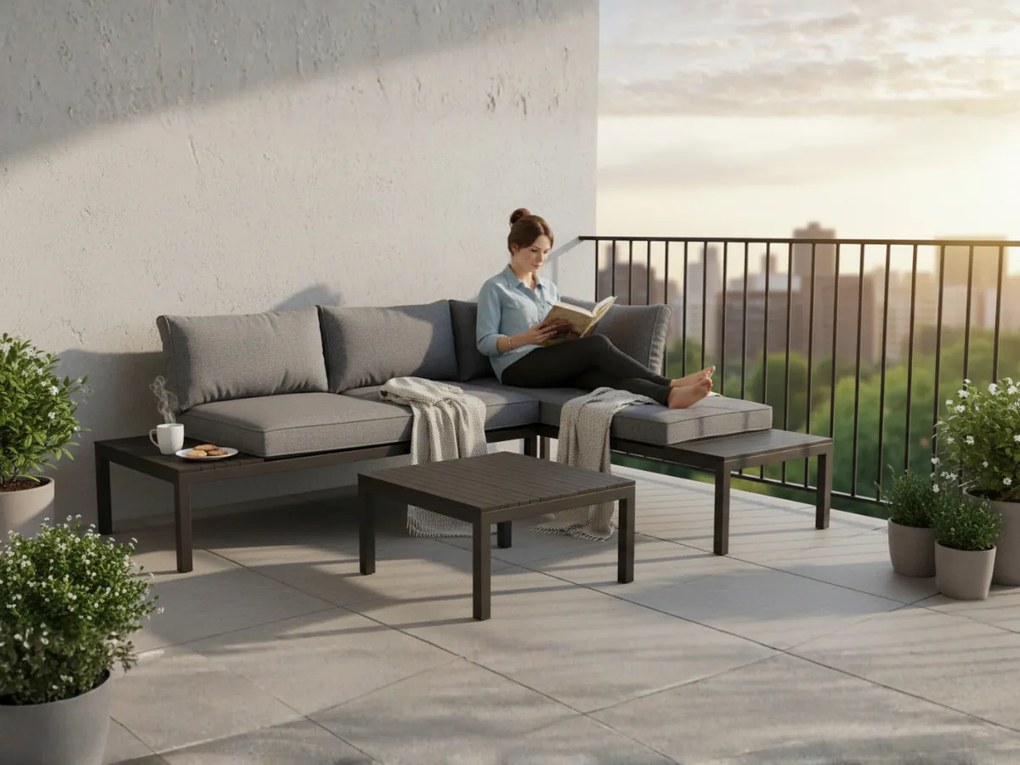 Komplet outletowy 2 x Sofa Narożna Dwuosobowa + Stoliczek Kawowy VENTO Czarny