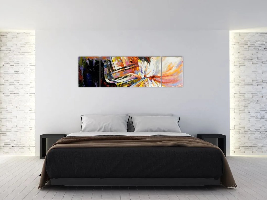 Obraz - Kobieta grająca na pianinie (170x50 cm)