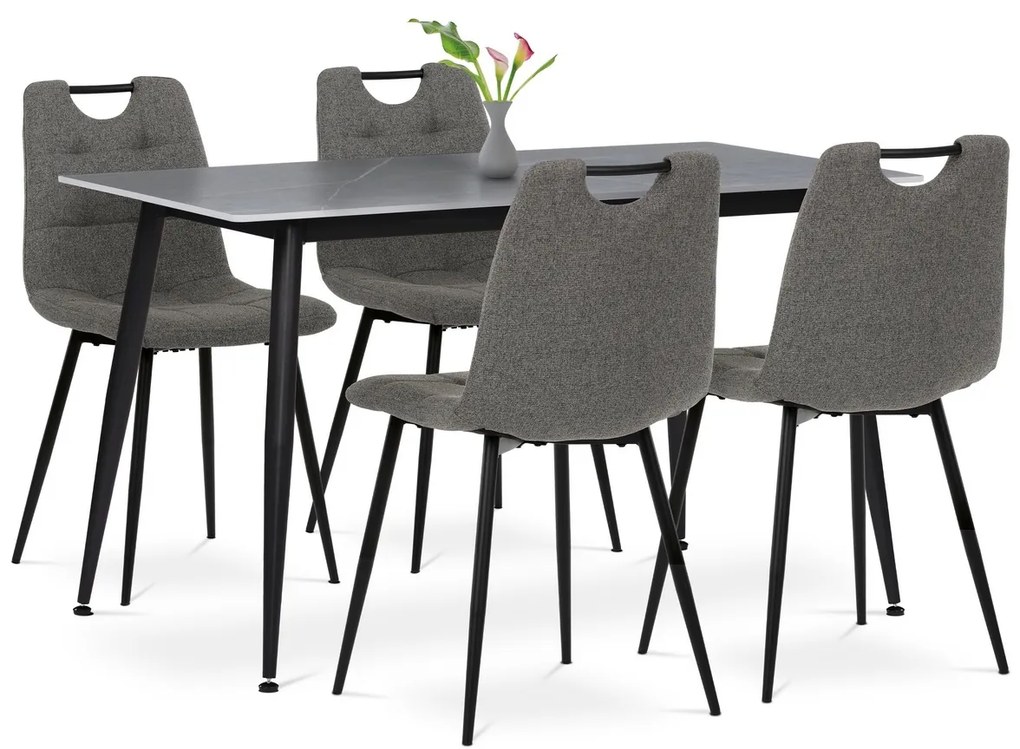 Zestaw jadalniany z ceramicznym blatem i 4krzesłami, szary