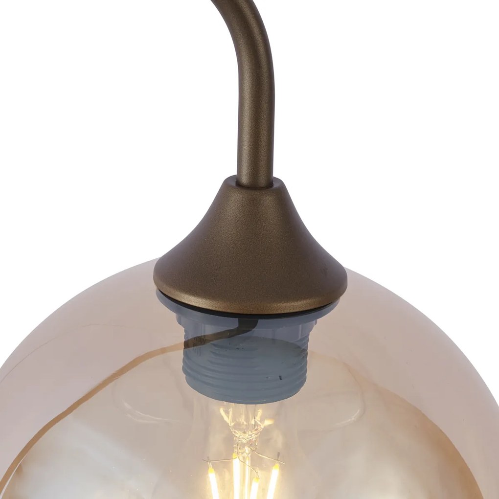 Lampa podłogowa Art Deco ciemny brąz z bursztynowym szkłem - Sandra ArtDeco Oswietlenie wewnetrzne