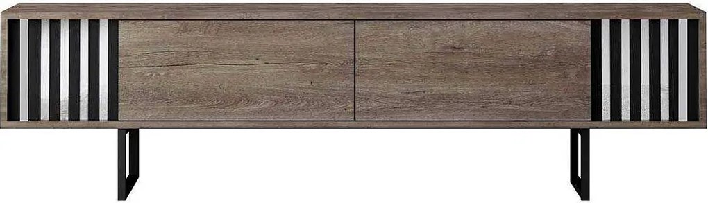 Stojak pod TV – 180 cm x 30 cm x 48 cm – Orzech i czerń – MDF