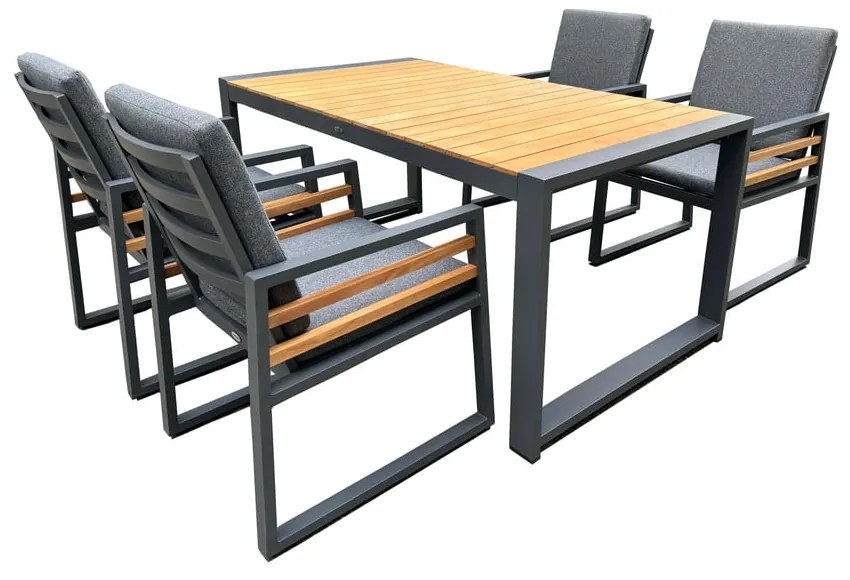 Szaro-naturalny aluminiowy zestaw mebli ogrodowych dla 4 osób Colmar – Rojaplast