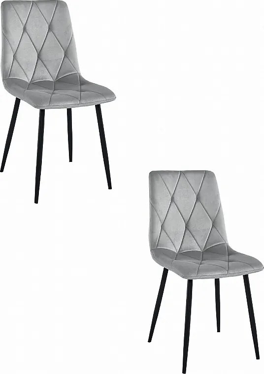 Krzesło Valora TYRA, nogi w kolorze srebrno-szarym, aksamitne, czarne, zestaw 2 szt.