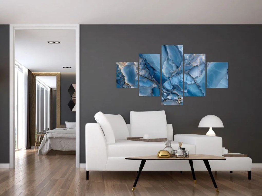 Obraz - Niebieski zróżnicowany marmur (125x70 cm)