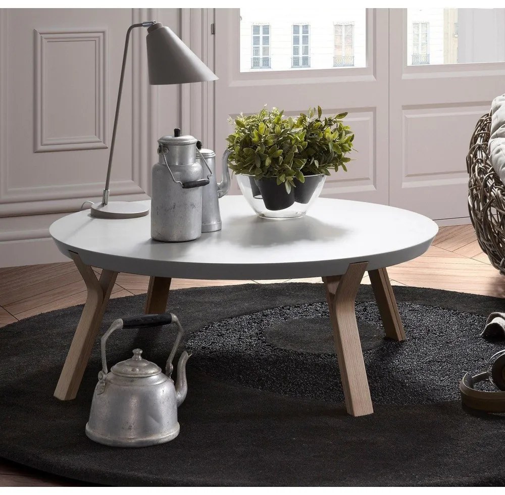Biały stolik Kave Home Solid, ø 90 cm