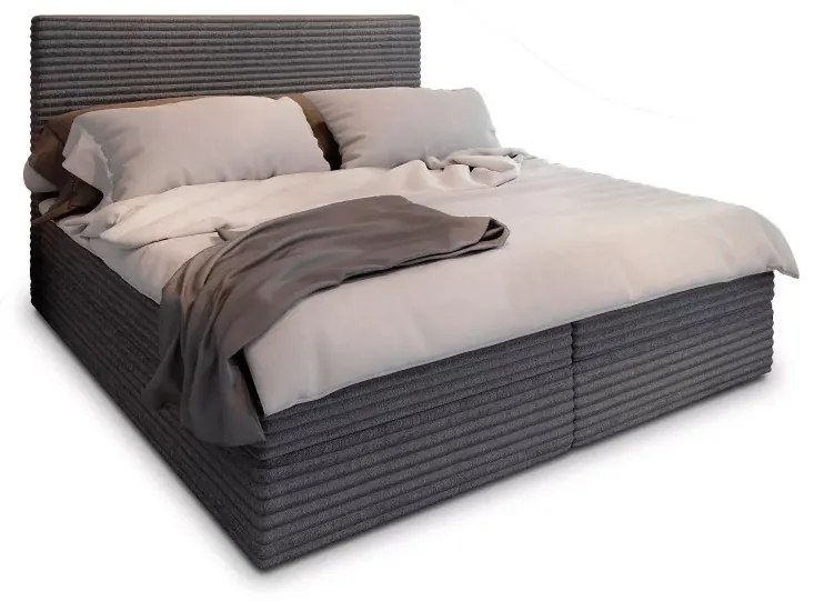 Tapicerowane łóżko boxspring ISPIRA 160x200 cm szare Materac: Materac sprężynowy Bonell