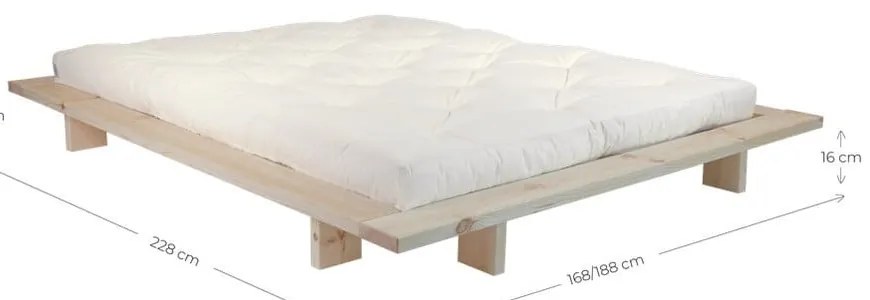 Jasnoniebieskie łóżko dwuosobowe z litego drewna sosnowego ze stelażem 160x200 cm Japan – Karup Design