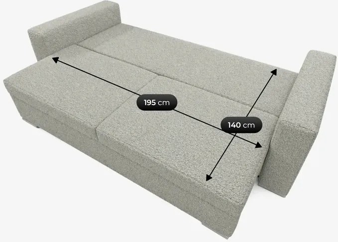 Sofa z Funkcją Spania DRAVOS Szara Boucle Japandi
