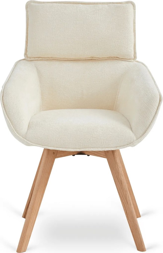 Krzesło Tapicerowane Obrotowe DIAS Kremowe Nowoczesne Boucle