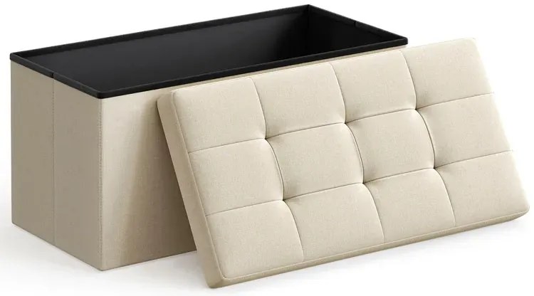Beżowa prostokątna pufa ze schowkiem M9-K16