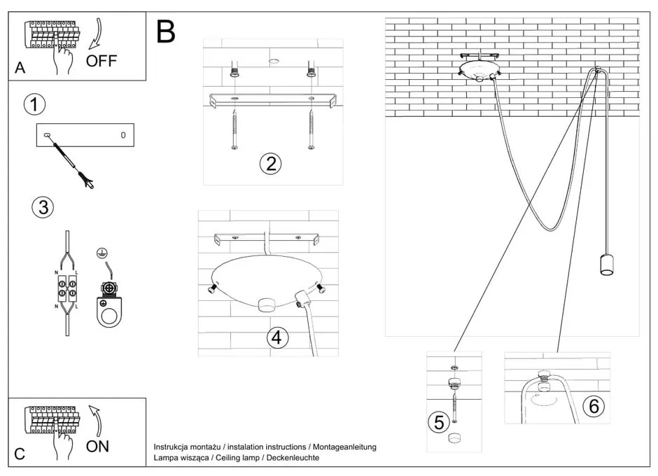 Czarna lampa wisząca Spider – Sollux
