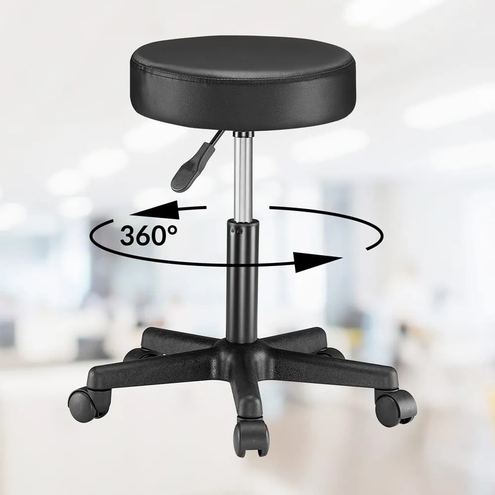 Taboretka na kółkach BONY, Ø35cm, czarna Casaria