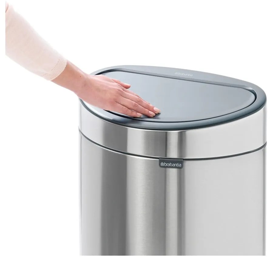 Stalowy kosz na śmieci otwierany na dotyk w kolorze matowego srebra 40 l Touch Bin – Brabantia