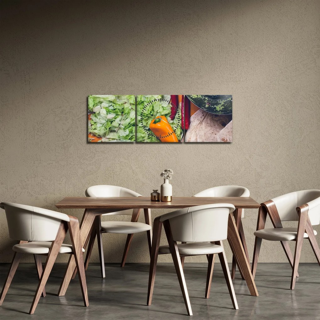 Obraz warzyw (z zegarem) (90x30 cm)