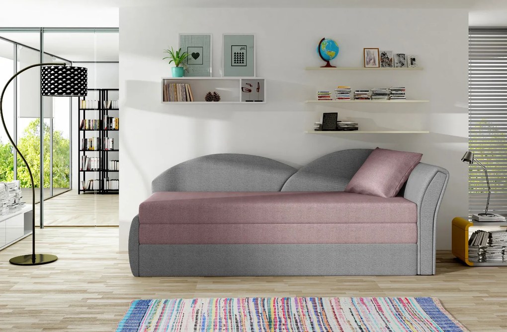 Sofa rozkładana z funkcją spania AGA szara/różowa prawa ELTAP