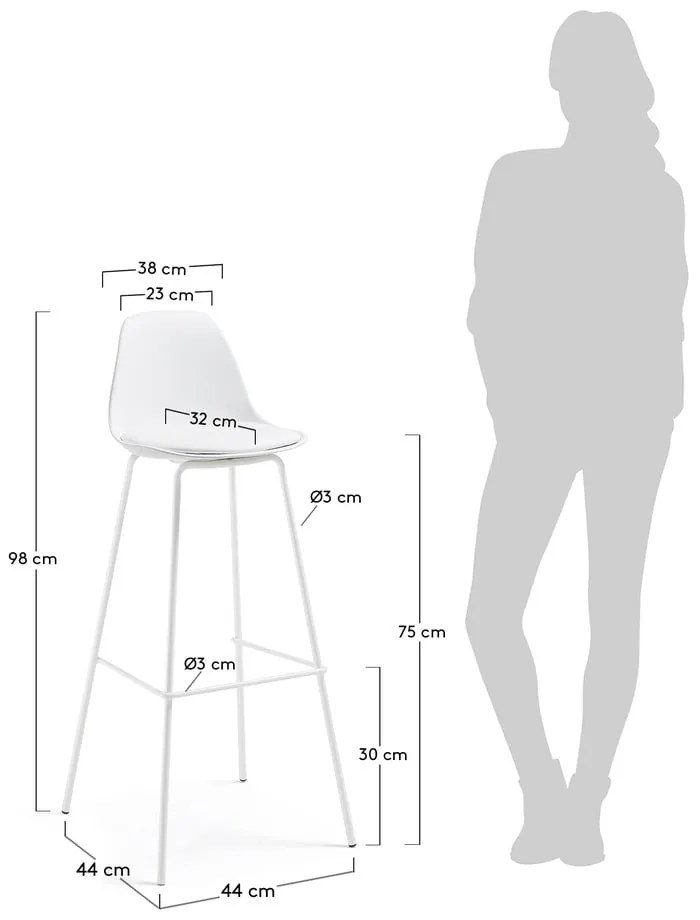 Biały hoker z imitacji skóry (wysokość siedziska 75 cm) Brighter – Kave Home