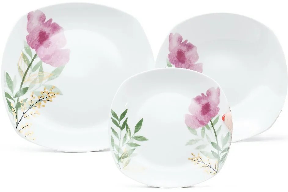 Arôme Home 18-częściowy zestaw obiadowy Różowy mak