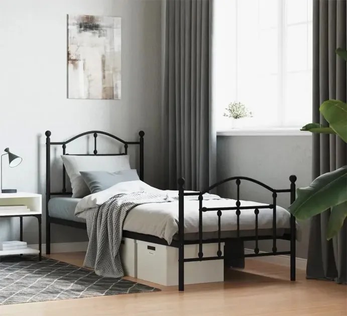 Czarne Metalowe Łóżko Pojedyncze 90X200 Cm F5-H57
