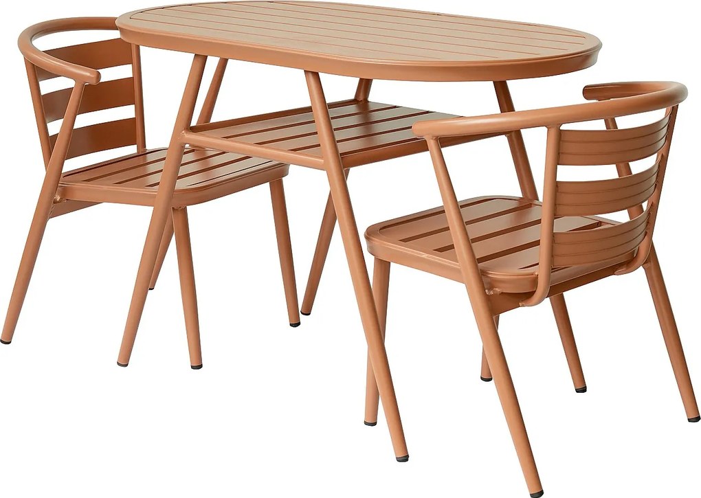 Aluminiowy zestaw jadalniany do ogrodu: stół i 2 fotele - Miedziany - ADEA od MYLIA