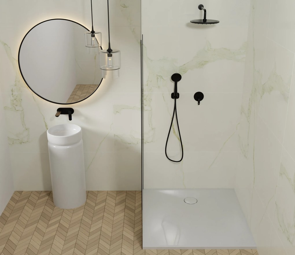 Brodzik prostokątny z konglomeratu RONA Classic XXL |Różne rozmiary | Różne kolory : Kolor - Biały połysk, Rozmiar - 180x90 cm