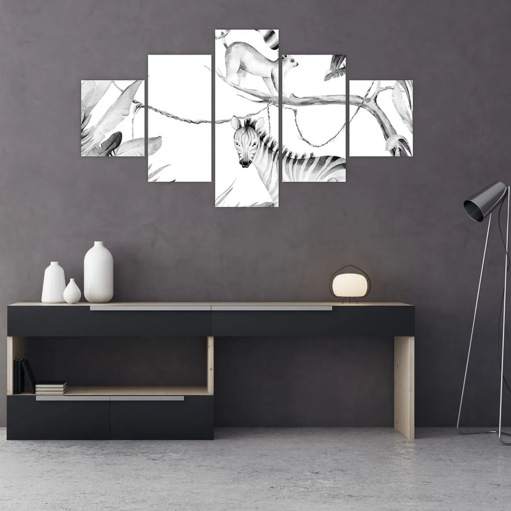 Obraz - Akwarelowa dżungla (125x70 cm)