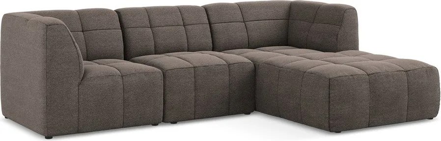 Brązowy narożnik z materiału bouclé (prawostronny/z szezlongiem) Aloha – Makamii