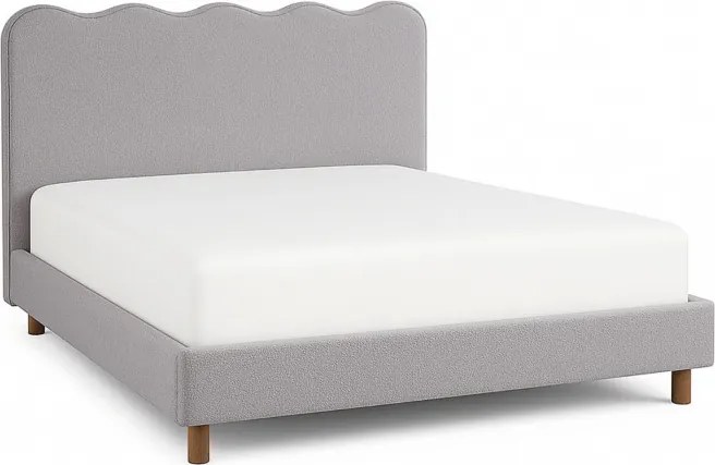 Łóżko Tapicerowane 160x200 cm IZMIR ze Stelażem Dwuosobowe Boucle Szare