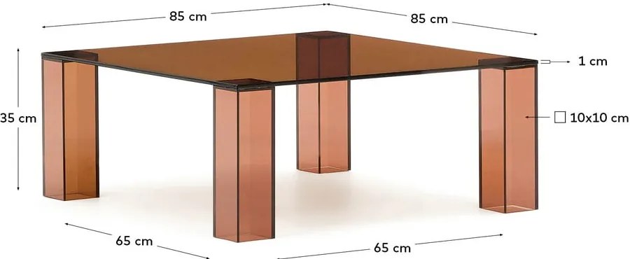 Brązowy szklany stolik 85x85 cm Adularia – Kave Home