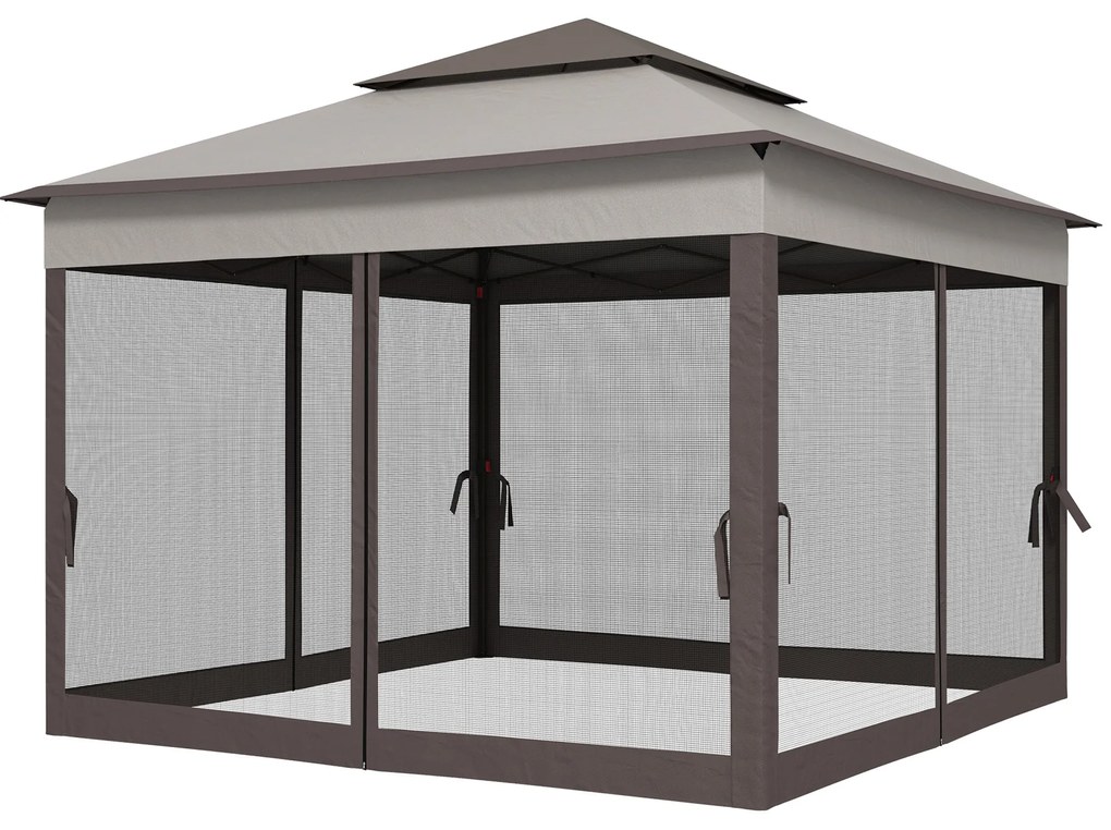 Outsunny Faltpavillon z Bocznymi Ścianami Szary 3,25 x 3,25 x 2,7 m