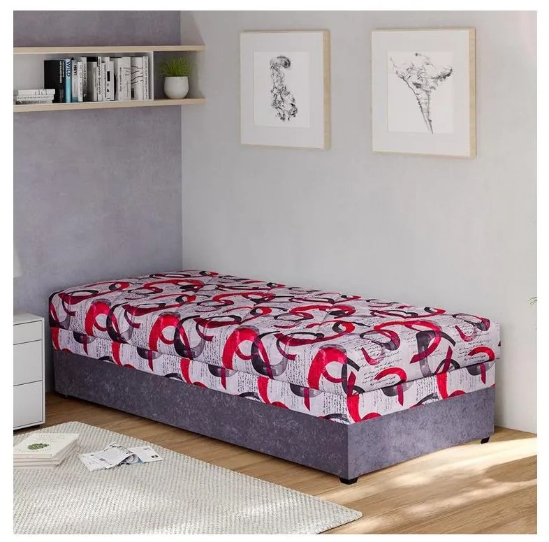 Tapicerowane łóżko z pojemnikiem na pościel ESTEL 90x200 cm szare