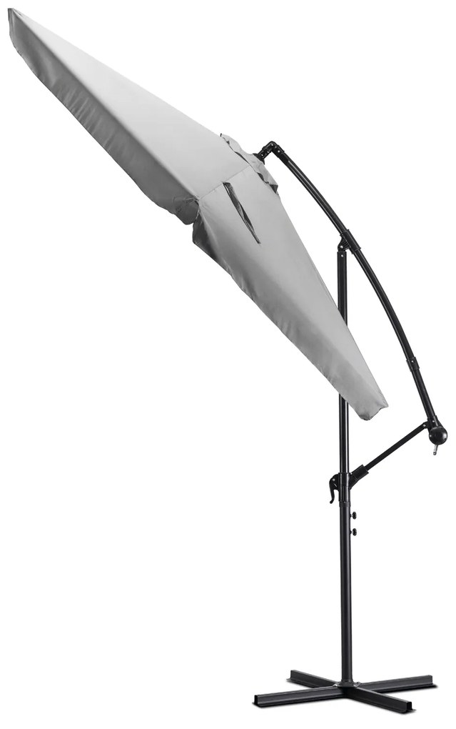 Parasol Ogrodowy Składany AKRON 300 cm Jasny Szary Regulowany Na Taras