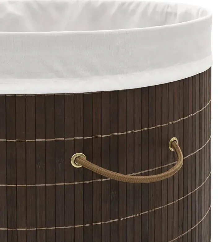 Bambusowy owalny pojemnik na pranie  ciemnobrązowyM9-D63