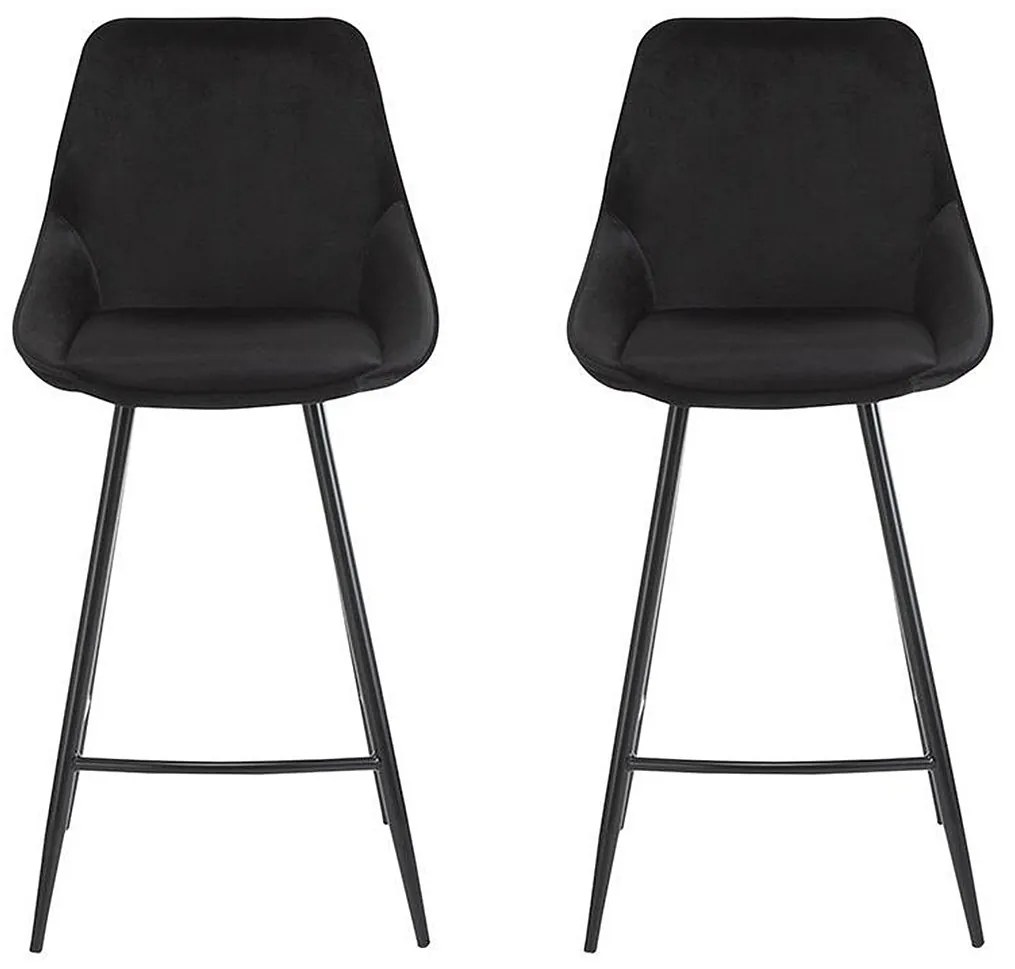 Zestaw 2 stołków barowych MASURIE - Welur- Kolor czarny