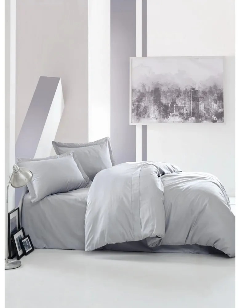Szara pościel dwuosobowa z satyny bawełnianej 240x220 cm Elegant – Mijolnir