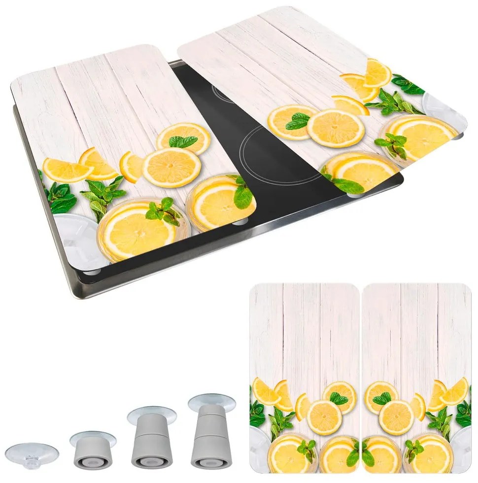 Płyty ochronne na kuchenkę ze szkła hartowanego zestaw 2 szt. 52x30 cm Lemons – Wenko