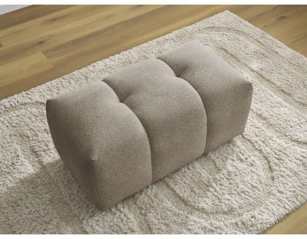 Beżowy podnóżek z tkaniny szenilowej Roxelane – Bobochic Paris