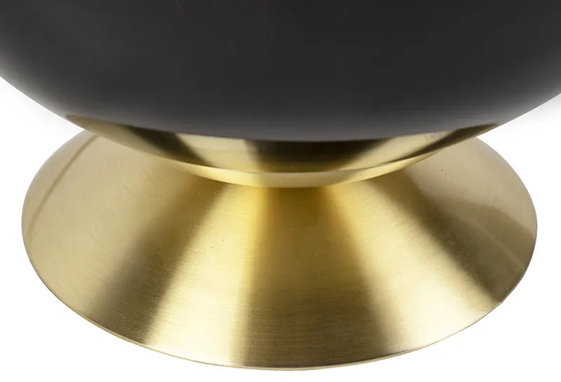 Lampa stołowa w stylu art deco mosiądz z czarnym szkłem - Pallon ArtDeco Oswietlenie wewnetrzne
