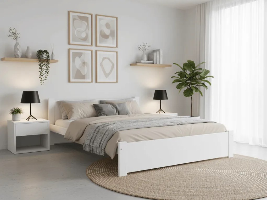 Łóżko IKAROS 160 x 200 cm, białe Stelaż: Ze stelażem listwowym rolowanym, Materac: Materac Sommera 18 cm