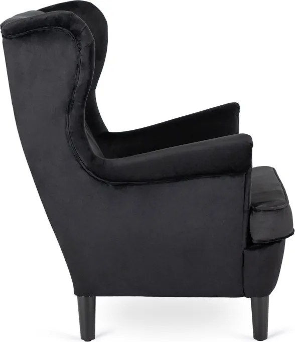 Fotel Uszak Wypoczynkowy KLARIS 2 Czarny Welurowy do Salonu Nowoczesny Loft