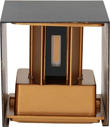Lampa ścienna zewnętrzna czarna ze złotem w komplecie z LED 2-światła IP54 - Edwin